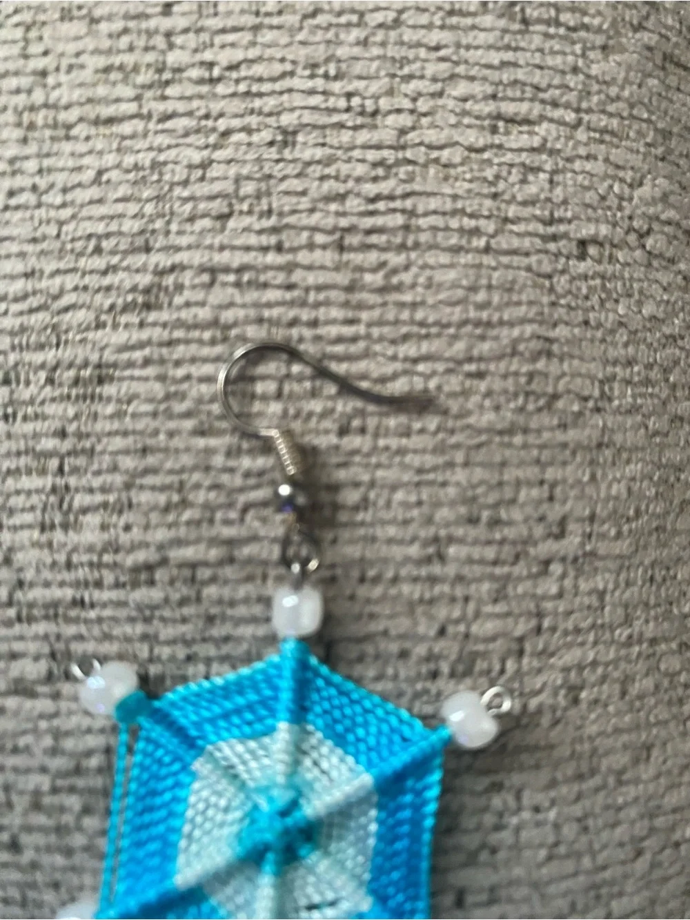 Handmade Blue Tassel Hexagon Drop Earrings - Women Jewelry